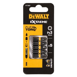 Dewalt Extreme Impact Torsion Schroefbits Dt7388t-qz 25mm Pz3 5 Stuks