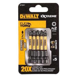 Dewalt Extreme Impact Torsion Schroefbits Dt7391t-qz 57mm Pz2 5 Stuks