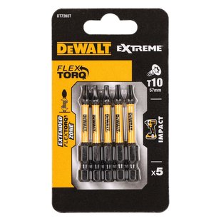 Dewalt Extreme Impact Torsion Schroefbits Dt7393t-qz 57mm T10 5 Stuks