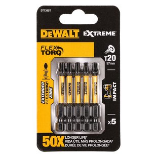 Dewalt Extreme Impact Torsion Schroefbits Dt7395t-qz 57mm T20 5 Stuks