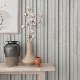 Vliesbehang Botanica Streep Hout-grijs - Wit - Heel Licht Grijs - Whitewash - 10,05m X 53cm