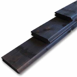 Schuttingplank - Grenen - Geïmpregneerd - 2,8x14,5x200cm - Zwart - Blokhutprofiel