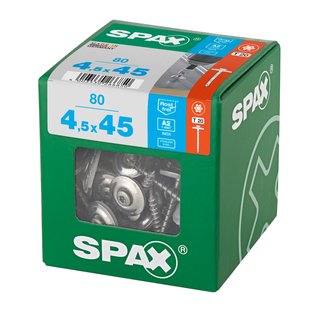Spax Universele Schroef T-star Verzonken Kop Torx T20 - 4,5x45mm - 80 Stuks