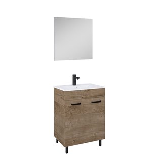 Ava 60 2d Badmeubelset Eik En Zwart