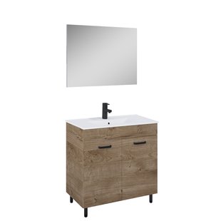 Ava Badmeubelset 80cm 2 Deuren Eik En Zwart