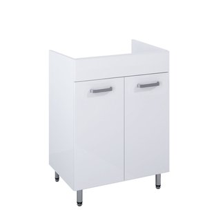 Royo Wastafelonderkast Ava 60cm - Wit Glanzend - Met 2 Deuren - Met Chromen Handgrepen En Poten - 60x83,5x45,6cm