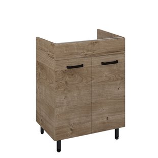 Royo Wastafelonderkast Ava 60cm - Eiken - Met 2 Deuren - Met Zwarte Handgrepen En Poten - 60x83,5x45,6cm