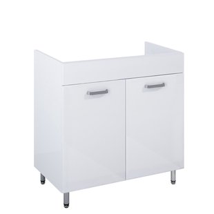 Royo Wastafelonderkast Ava 80cm - Wit Glanzend - Met 2 Deuren - Met Chromen Handgrepen En Poten - 80x83,5x45,6cm