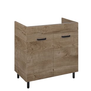 Royo Wastafelonderkast Ava 80cm - Eik - Met 2 Deuren - Met Zwarte Handgrepen En Poten - 80x83,5x45,6cm