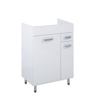 Royo Wastafelonderkast Ava 60cm - Wit Glanzend - Met 1 Lade - Met Chromen Handgrepen En Poten - 60x83,5x45,6cm