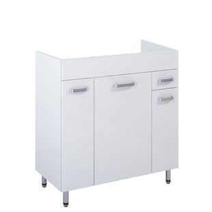 Royo Wastafelonderkast Ava 80cm - Wit Glanzend - Met 1 Lade - Met Chromen Handgrepen En Poten - 80x83,5x45,6cm