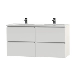 Tiger Wastafelonderkast Loft 120cm - Hoogglans Wit - Met 4 Lades - Met Hoogglans Witte Wastafel - 120,2x46,5x45cm