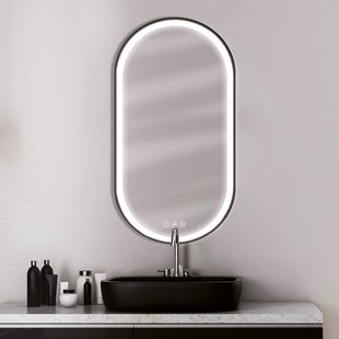 Swann Badkamerspiegel Met Verlichting Swann Zwart 2 - Rechthoekig - Zwart - 90x50 Cm