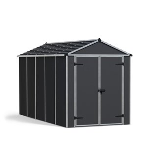 Canopia Metalen Tuinhuis Rubicon - Donkergrijs - 379x185cm - Enkele Deur - Met Vloer
