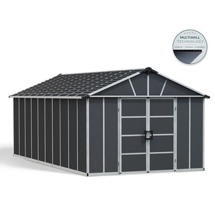 Canopia Metalen Tuinhuis Yukon - Donkergrijs - 643x332cm - Met Vloer