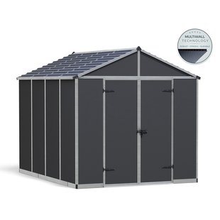 Canopia Metalen Tuinhuis Rubicon - Donkergrijs - 237x303cm - Enkele Deur - Met Vloer