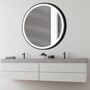 Swann Badkamerspiegel Met Verlichting Swann Black 2 - Rond - Mat Zwart - Ø120 Cm