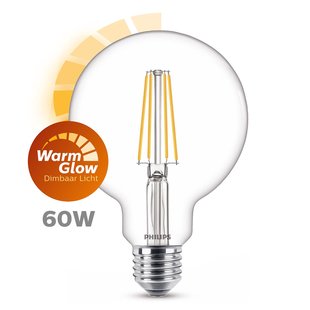 Philips Ledfilamentlamp Globe Classic - D9,5cm - Dimbaar - Warm Wit - E27 - 5,9w