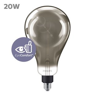 Philips Ledfilamentlamp Giant - Smoke - D16,2cm - Dimbaar - Warm Wit - E27 - 6,5w