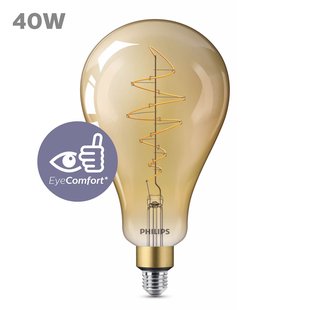 Philips Ledfilamentlamp Giant Spiral - Goud - D16,2cm - Dimbaar - Warm Wit - E27 - 7w
