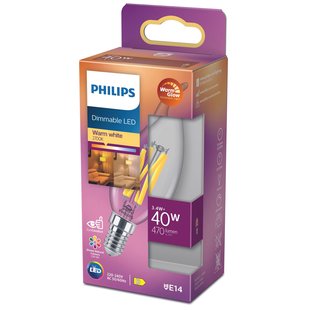 Philips Ledfilamentlamp Kaars - D3,5cm - Dimbaar - Warm Wit - E14 - 3,4w