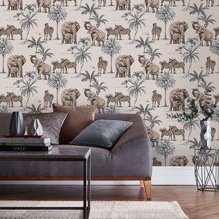 Vliesbehang Kenya Rose - Beige - 10,05 M X 52 Cm