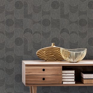 Vliesbehang Geometrisch Grasscloth - Bruin - 10,05m X 52cm