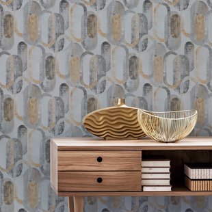 Vliesbehang Oval Shapes - Zand - 10,05m X 52cm