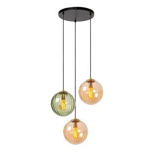 Lucide Hanglamp Monsaraz - Groen, Amber - 35cm - 3xe27