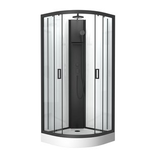 Aurlane Douchecabine Pepper Lift Up - Kwartrond - 85x85x210-235cm - Zwart Mat