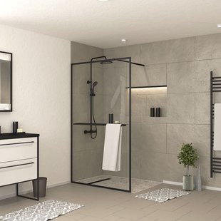 Aurlane - Inloopdouche Edge 120 X 200cm - Zwart Profiel - 6 Mm Helder Glas