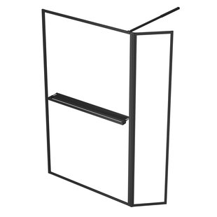 Aurlane - Inloopdouche + Korte Zijwand Edge 120+40 X 200cm - Zwart Profiel - 6 Mm Helder Glas