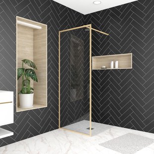 Aurlane - Inloopdouche Edge 80 X 200cm - Goud Profiel - 6 Mm Helder Glas
