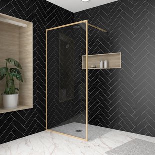 Aurlane - Inloopdouche Edge 100 X 200cm - Goud Profiel - 6 Mm Helder Glas