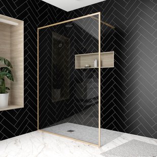 Aurlane - Inloopdouche Edge 140 X 200cm - Goud Profiel - 6 Mm Helder Glas