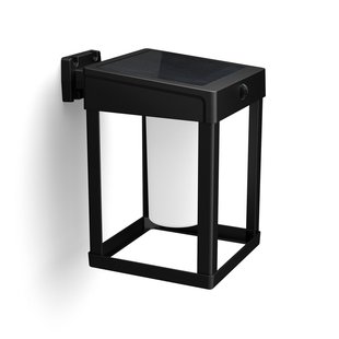 Philips Solar Wandlamp Camill Zwart Vierkant Mat Glas 1,4w