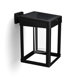 Philips Solar Wandlamp Camill Zwart Vierkant 1,4w Met Sensor