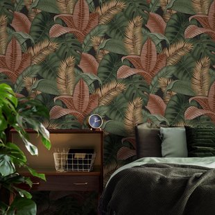 Vliesbehang Grenada - Roze - Groen - 10,05m X 53cm