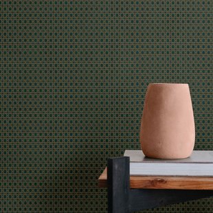 Vliesbehang Rotan - Blauwgroen - Bruin - 10,05m X 53cm