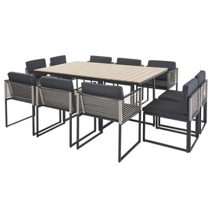 Tuinset Monaco - Staal En Polywood - Antraciet - 10 Personen - 180x118cm