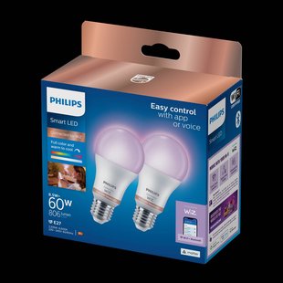 Philips Slimme Ledlamp A60 Gekleurd En Wit Licht E27 8,5w Set Van 2