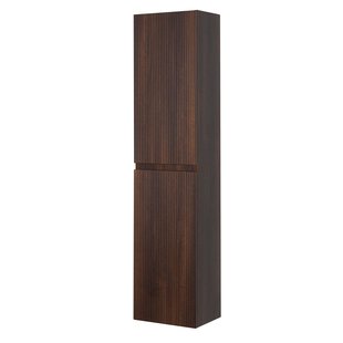 Aquazuro Hoge Badkamerkast Napoli 40cm - Geribbeld Notelaar Houtlook - Met 2 Deuren - 40x176x30cm