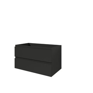 Aquazuro Wastafelonderkast Napoli 90cm - Zwart Mat - Met 2 Lades - 89,4x50x47,5cm