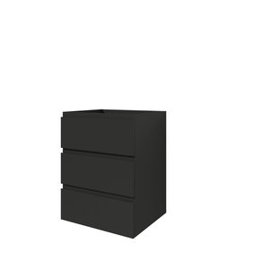 Aquazuro Wastafelonderkast Napoli 60cm - Zwart Mat - Met 3 Lades - 59,4x75x47,5cm