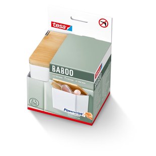 Tesa Badkameropberger Baboo - Opbergbox - Met Deksel - Wit - 12,5x10,8x16,7cm