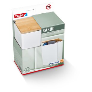 Tesa Badkameropberger Baboo - Opbergbox - Met Deksel - Wit - 18,4x10,6x26,5cm