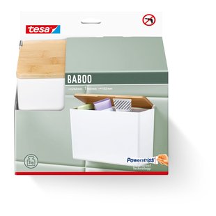 Tesa Badkameropberger Baboo - Opbergbox - Met Deksel - Wit - 24,6x21,6x10,6cm