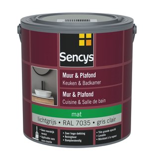 Sencys Keuken & Badkamer Muurverf - Mat - Grijs Ral 7035 - 2,5l