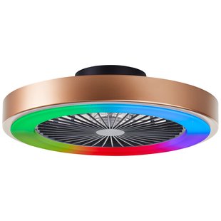 Brilliant Plafondventilator Slimline Goud Zwart ⌀49cm Cct Rgb 40w