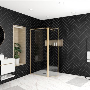 Aurlane - Inloopdouche + Korte Zijwand Edge 90+40 X 200cm - Goud Profiel - 6 Mm Helder Glas